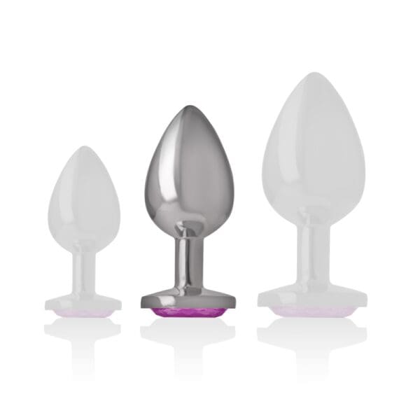 INTENSE - ALUMINUM METAL ANAL PLUG WITH PINK CRYSTAL SIZE M 6